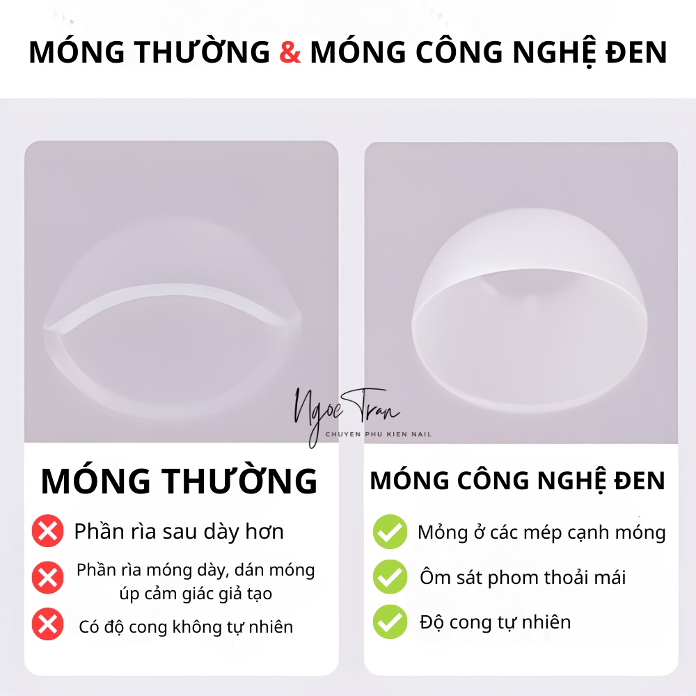 Móng Úp Làm Nailbox Size Chuẩn Cao Cấp Chuyên Dụng | Móng Nhám Mỏng Không Cong