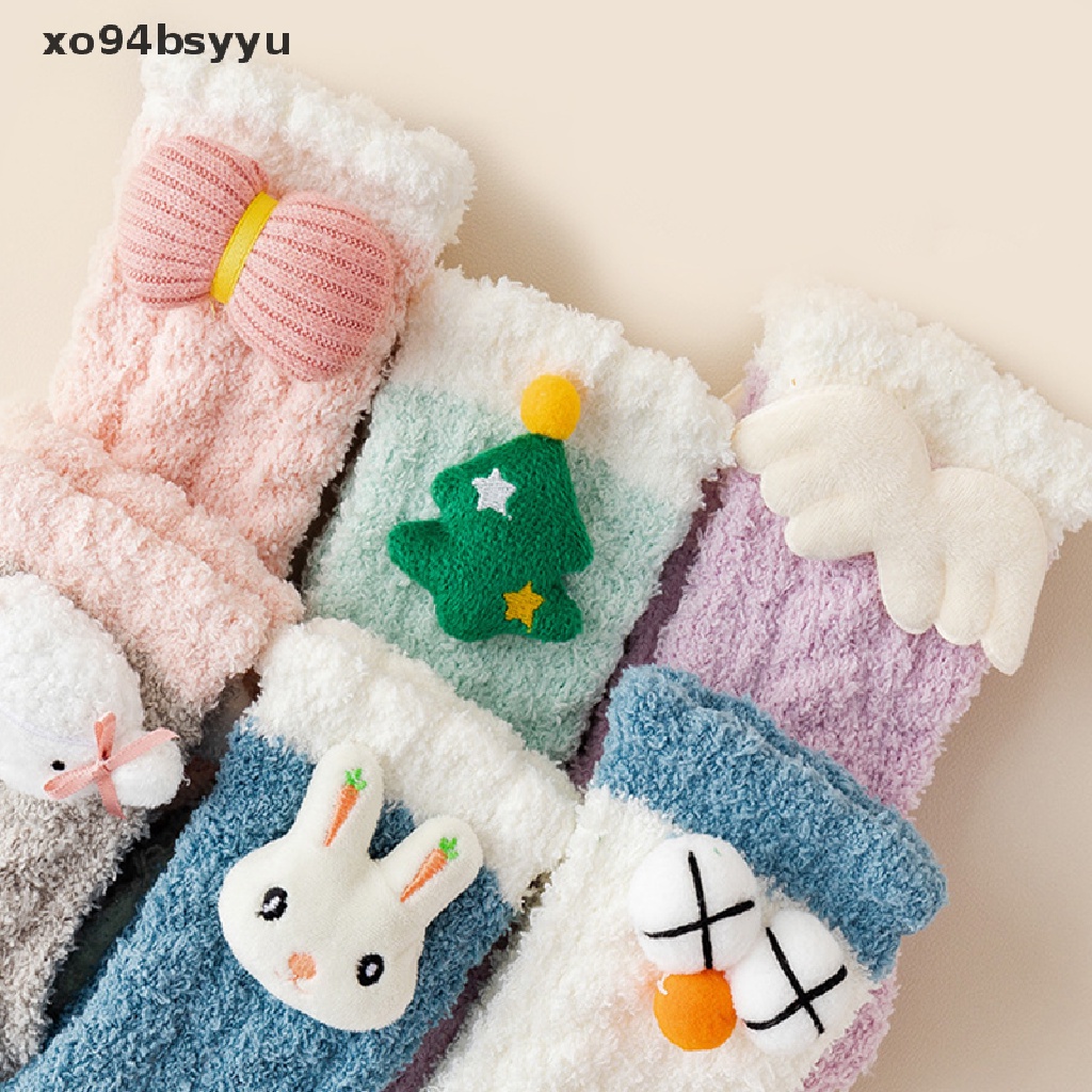 1 Đôi Tất Lông Cừu San Hô Dày Giữ Ấm Họa Tiết Hoạt Hình Dễ Thương xo94bsyyu