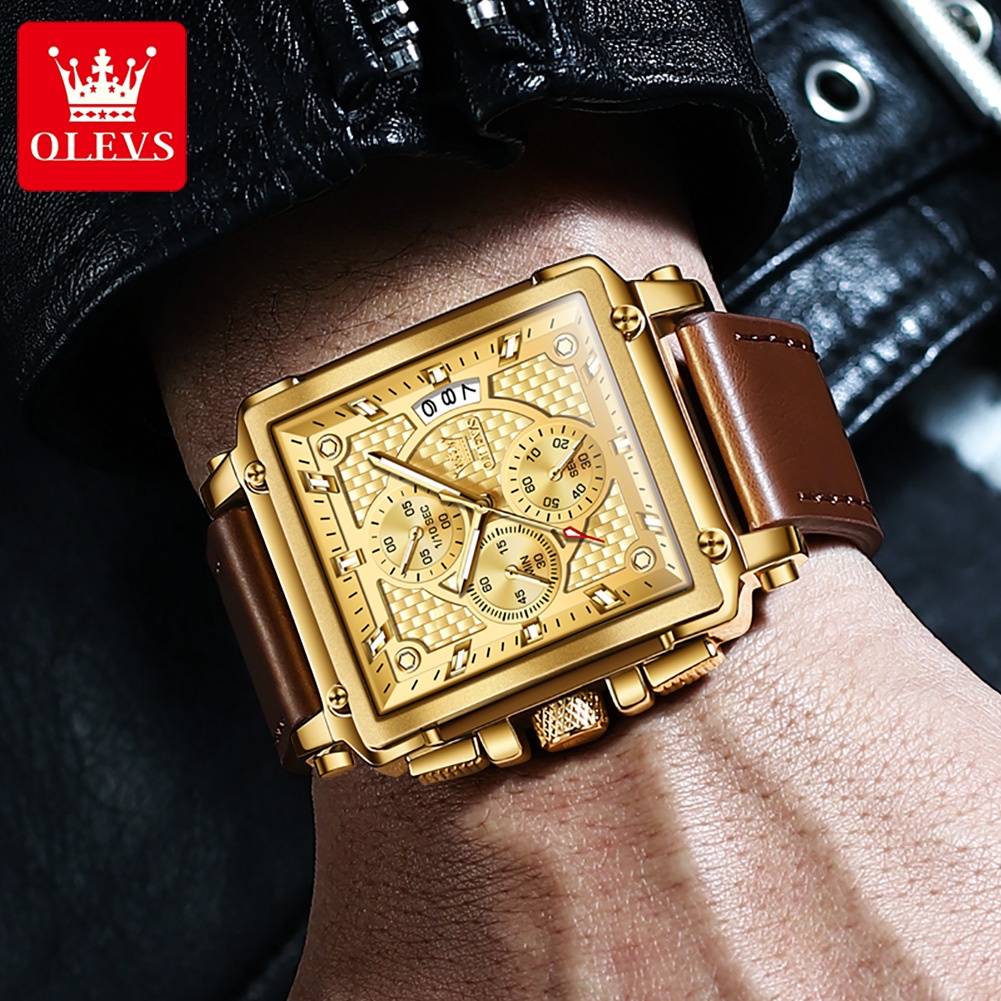 Đồng Hồ Đeo Tay OLEVS Mặt Vuông Chống Thấm Nước Đa Năng Dành Cho Nam Reloj Hombre 9925