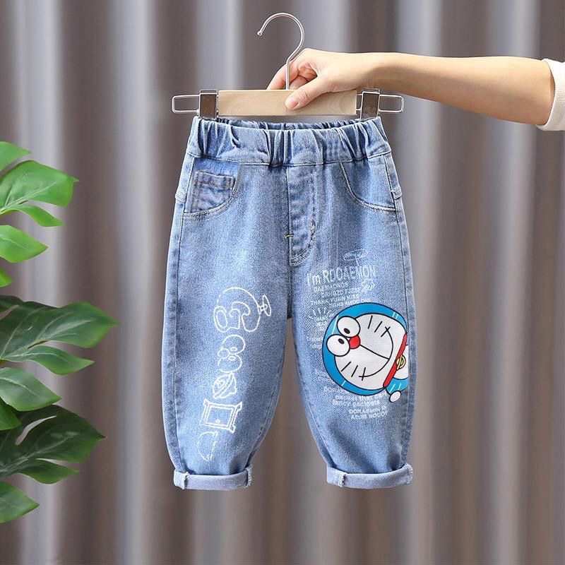 Quần bò cạp chun trẻ em Doraemon xanh cho bé trai & bé gái