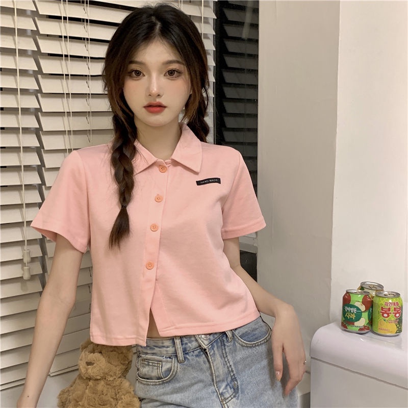 Áo polo Ngắn Tay Dáng Ôm Cài Nút Thời Trang Mùa Hè Dành Cho Nữ