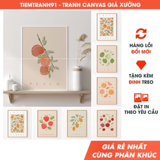 Tranh treo tường trái cây nhiệt đới, tranh vải canvas cao cấp, tặng kèm đinh treo, đặt in theo yêu cầu