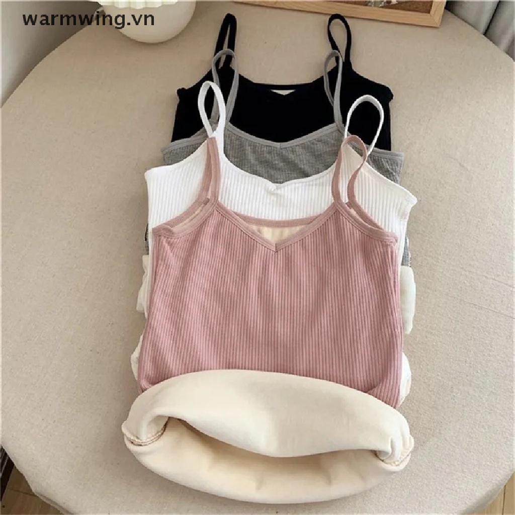 Áo Lót Nhung Dày Không Tay Giữ Ấm Màu Trơn Thời Trang Mùa Đông Cho Nữ