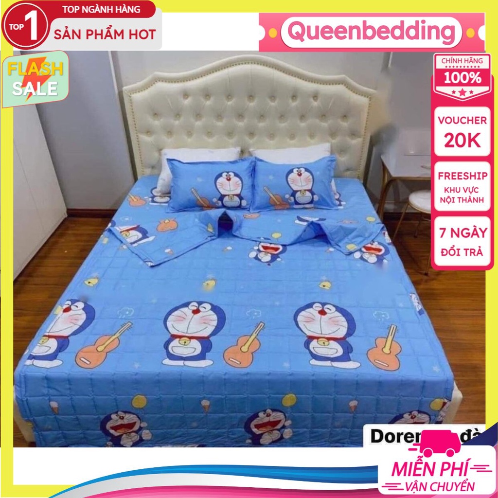 Bộ Chăn Hè Ga Gối 5 Món 2mx2m2 Poly Cotton,Thoải mái chọn mẫu,doremon đàn