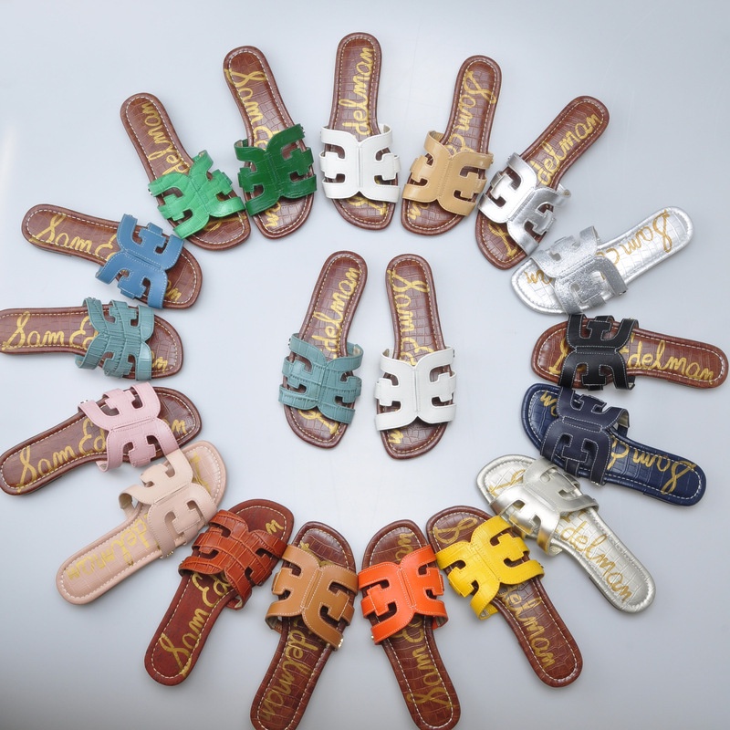 Sam Edelman Dép Da Bò Đế Mềm Phẳng Thời Trang Mùa Hè Chất Lượng Cao Cho Nữ