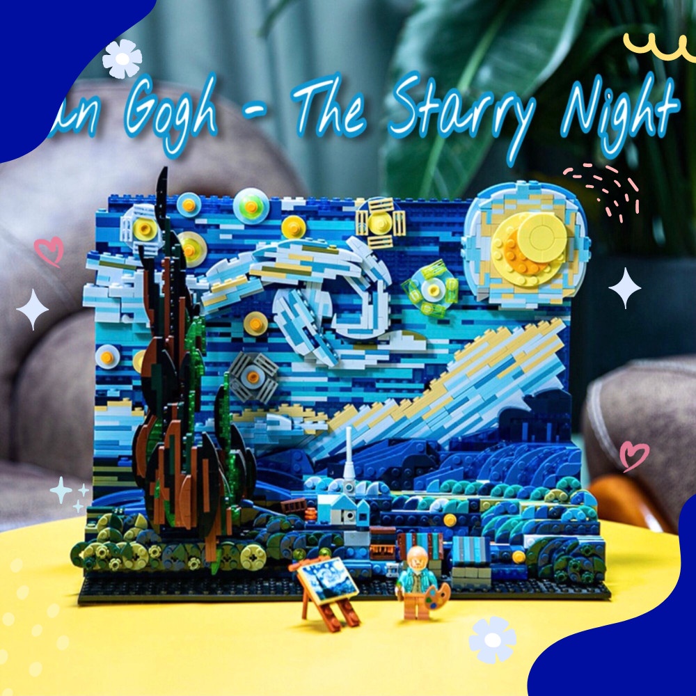 Đồ chơi lắp ráp The Starry Night VanGogh - Đồ chơi cho bé mô hình Non-Lego Tranh Đêm đầy sao Van Gogh