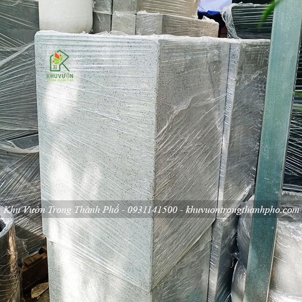 Chậu xi măng đá mài trụ vuông 40x60cm- xem hình 2