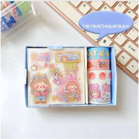 Sticker trang trí và băng dính Sticher hoạ tiết  dễ thương hoạt hình - Hally shop