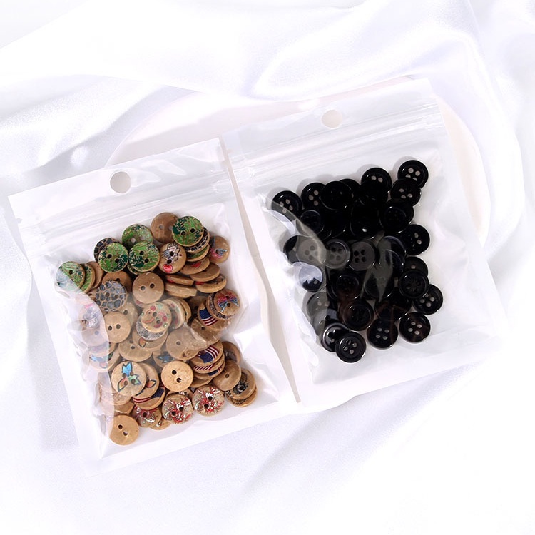 Túi 5 Túi / Gói 50 Nút Áo Tròn Bằng Nhựa Dùng Trang Trí Sổ Tay DIY