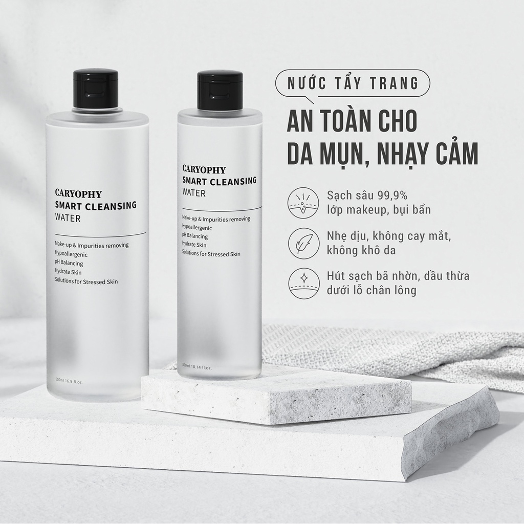 Nước tẩy trang làm sạch da ngăn ngừa mụn Caryophy Smart Cleansing Water (300ml 500ml)