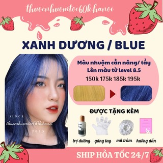 (Tẩy) Thuốc nhuộm tóc màu Xanh Dương, Xanh Blue, Xanh Nước Biển kèm trợ dưỡng găng tay