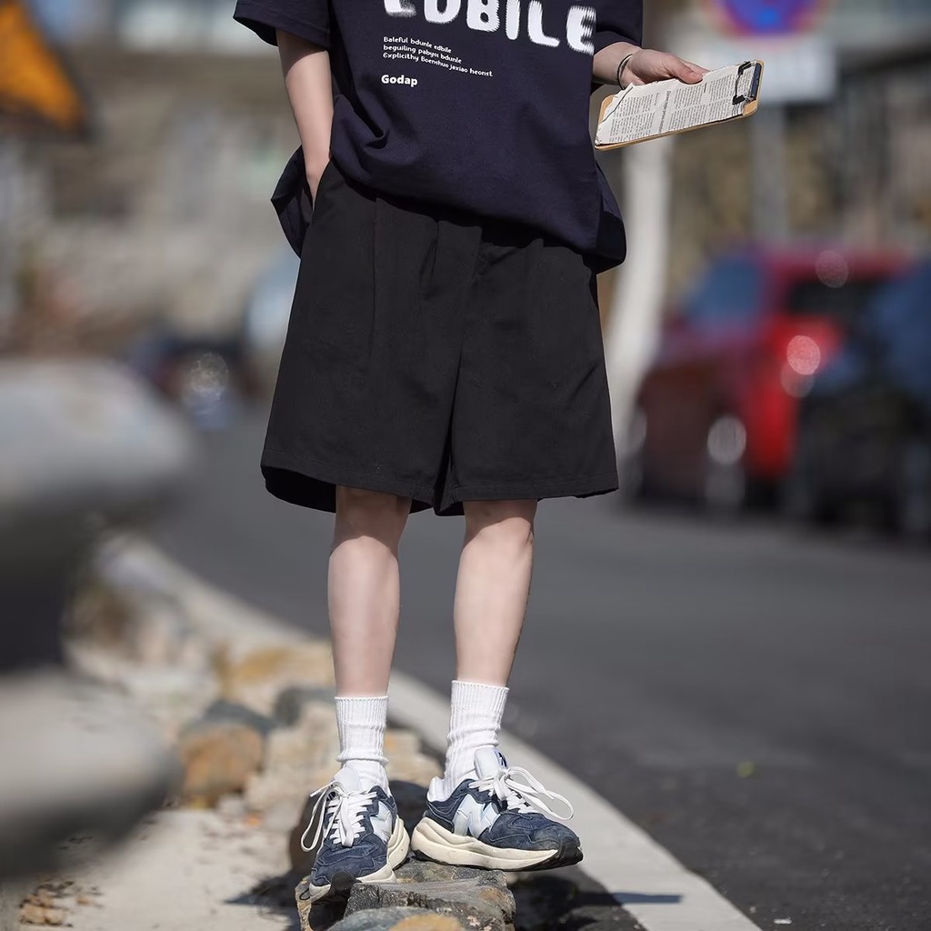 Quần ngắn ống rộng Màu Trơn Thời Trang Mùa Hè Dành Cho Nam