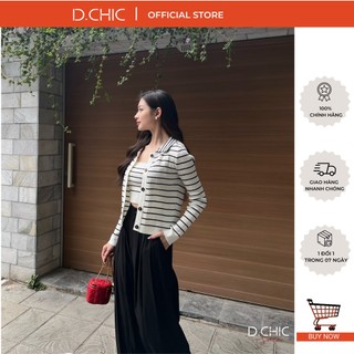 Set áo khoác và áo hai dây len lông thỏ cổ bẻ phối kẻ đen d.chic ms: 188100-188101