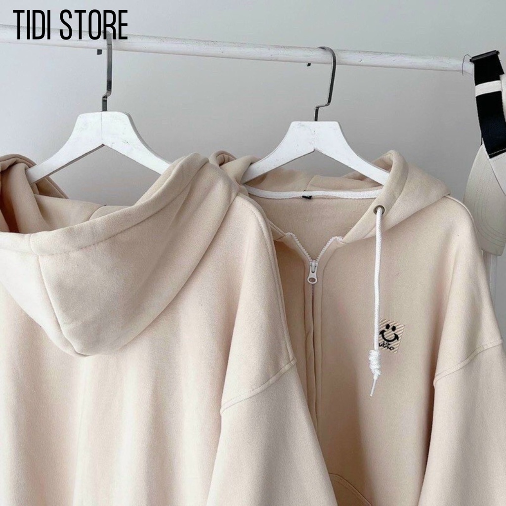 Áo khoác nỉ hoodie nam nữ form rộng khóa kéo có mũ JKN17