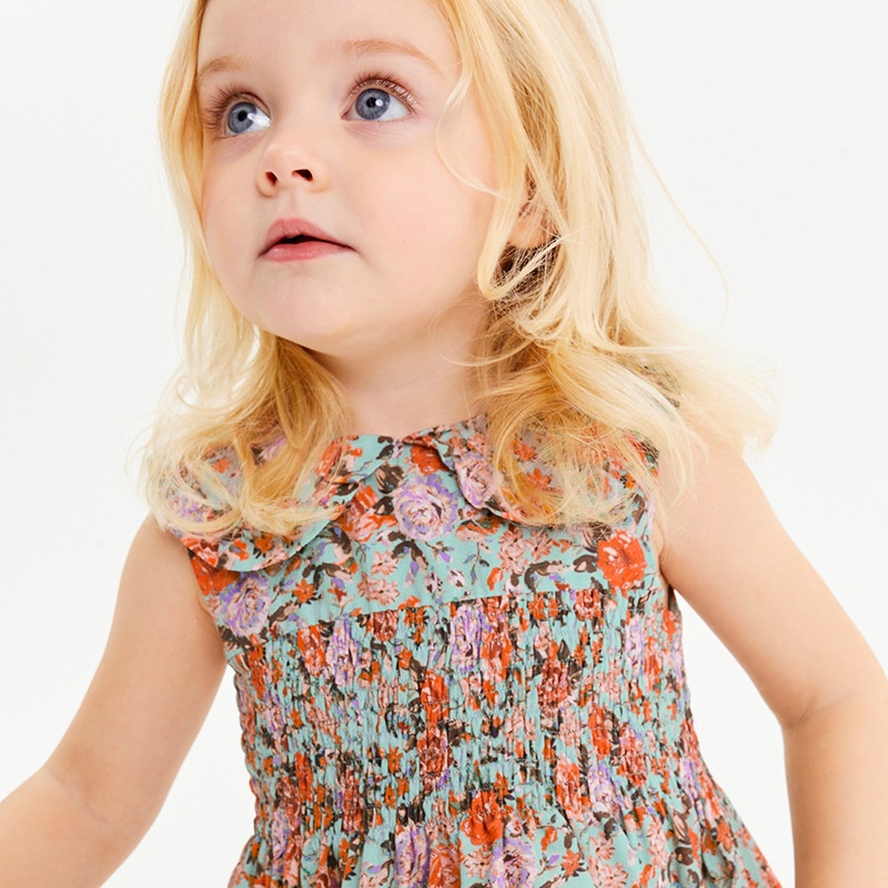 Đầm Không Tay Bằng Vải Cotton In Hoa Phong Cách Âu Mỹ Thời Trang Mùa Hè Mới Dành Cho Bé Gái