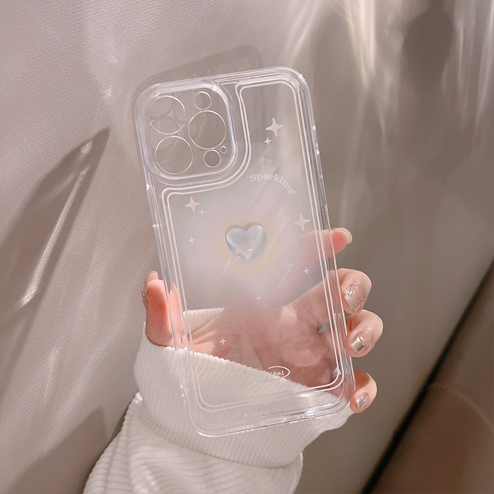 Ốp Điện Thoại Silicon Hình Trái Tim Đính Pha Lê Cho Iphone13 12pro Max 11 14 X