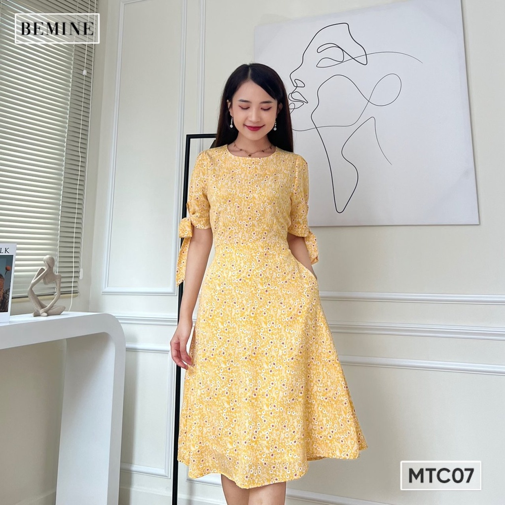 Đầm tay ngắn cột nơ BEMINE MTC07