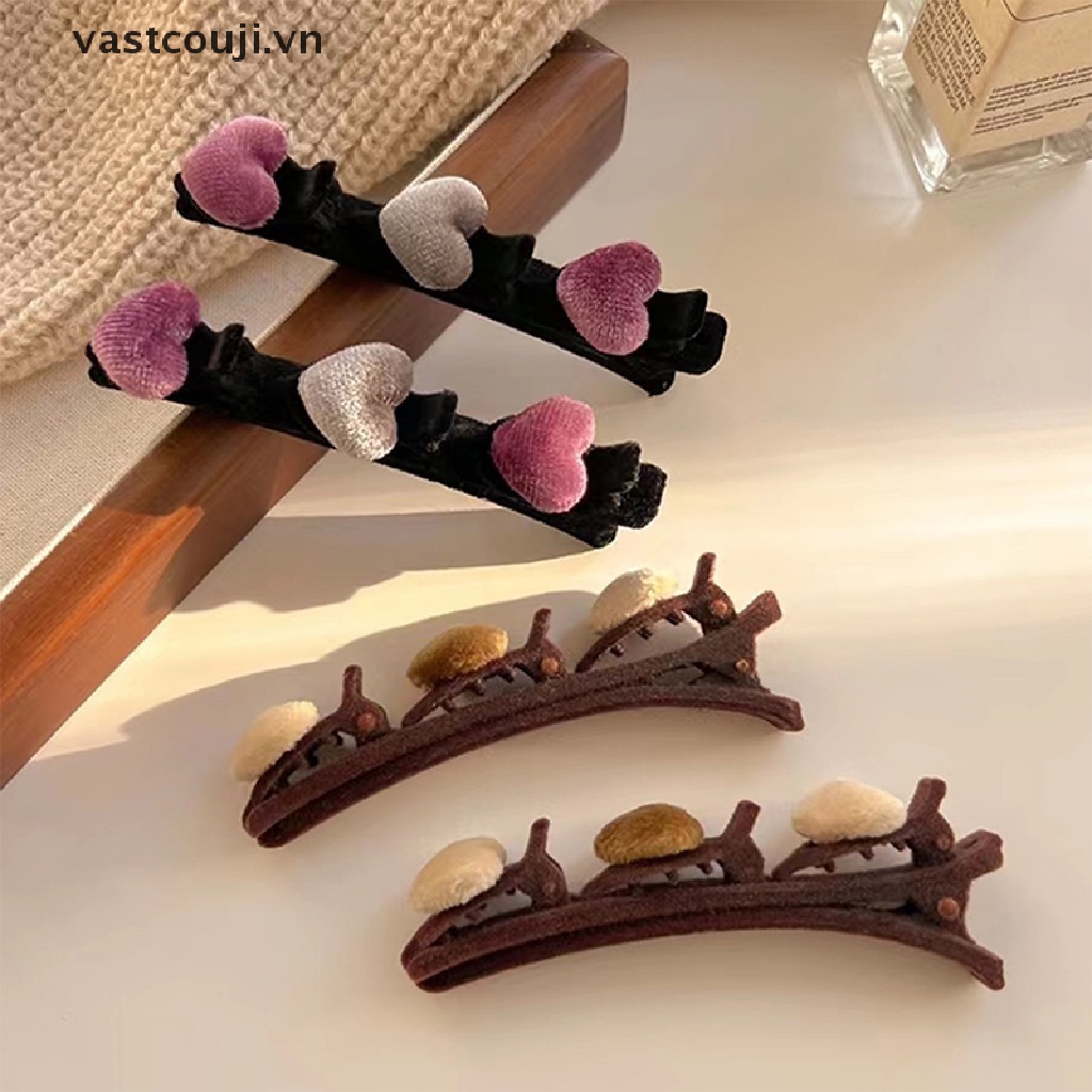 Kẹp Tóc Hình Trái Tim Hai Lớp Thời Trang Thu Đông Cho Nữ