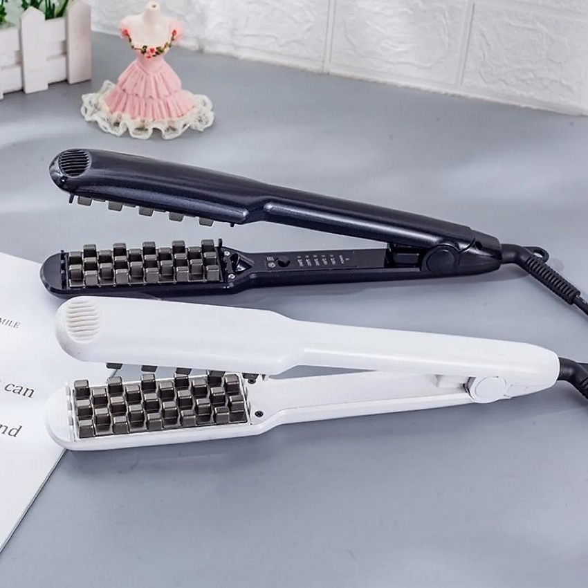 Máy bấm tóc phồng chân tóc CAO CẤP, máy dập xù chân vuông 2 in 1 kéo duỗi cao cấp 5 mức nhiệt hàng