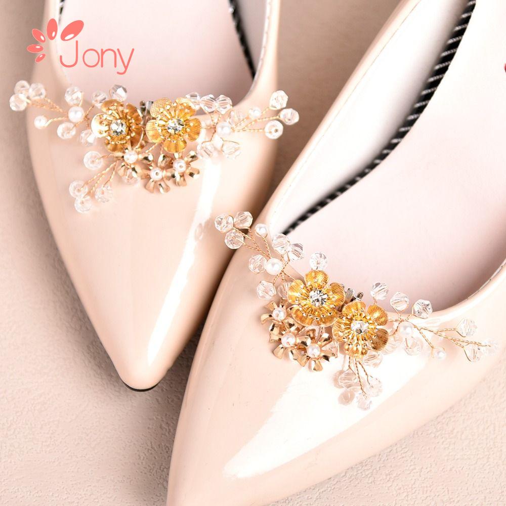 1 Cặp Phụ Kiện Trang Trí Giày Cưới Cho Nữ JY1|Trâm Cài Áo Hình Bông Hoa Đính Đá Sang Trọng