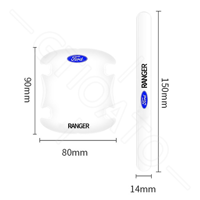 GTIOATO Cho Ford Ranger Miếng Dán Tay Nắm Cửa Ô Tô Trong Suốt Chống Xước Trầy Xe Hơi Miếng Dán Hõm Cửa Ô Tô Dán Xe Trang Trí ô Tô
