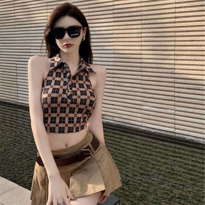 COZOK Bộ Áo Cổ Bẻ + Chân Váy Lưng Cao Thời Trang Đáng Yêu Cho Nữ