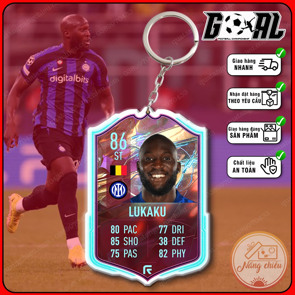 Thẻ icon bóng đá gaming - Móc khóa in hình Romelu Lukaku -CLB Inter Milan[9701-9712]