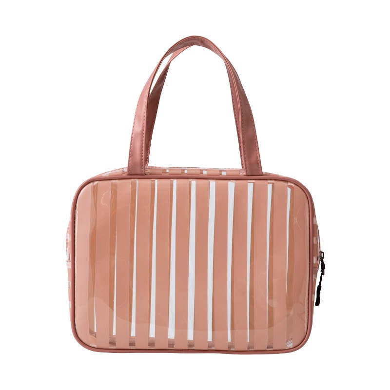 Túi Đựng Mỹ Phẩm Du Lịch Bằng PVC Trong Suốt Kẻ Sọc Chống Thấm Nước Đa Năng