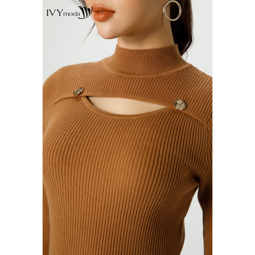 Đầm len ôm cổ cut-out nữ IVY moda MS 42B8849