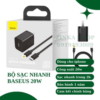 Bộ sạc nhanh baseus 20w super si mini usb c hỗ trợ qc3.0 pd cho iphone 12 / dây sạc 20w - hàng chính hãng.