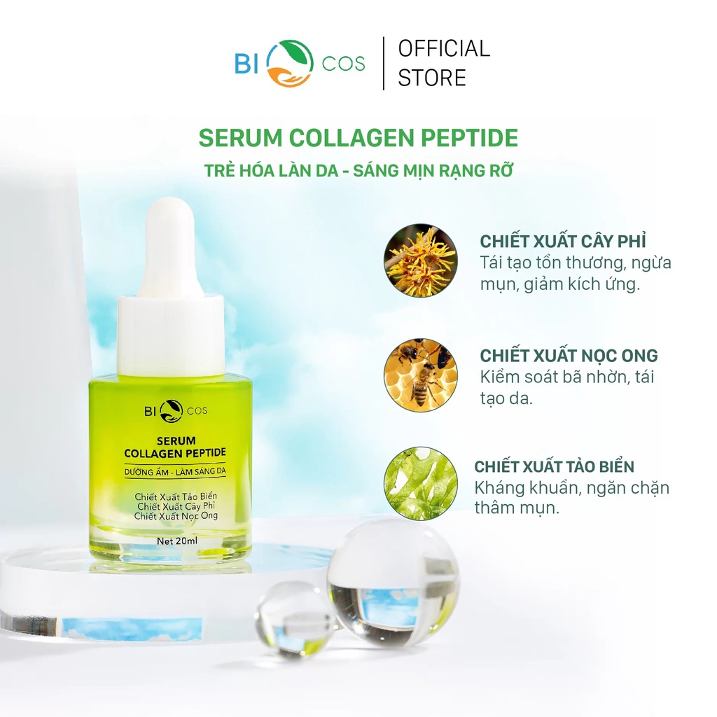 Tinh Chất Collagen Peptide BIOCOS 20ml - Serum Collagen Dưỡng Ẩm, Ngừa Lão Hóa