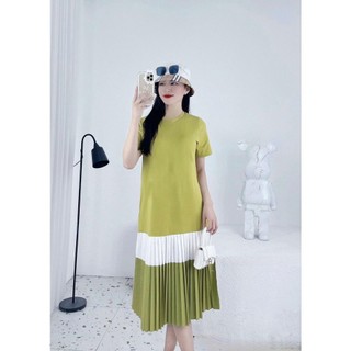 [ VCT123 ] Váy cotton phối dập li thô
