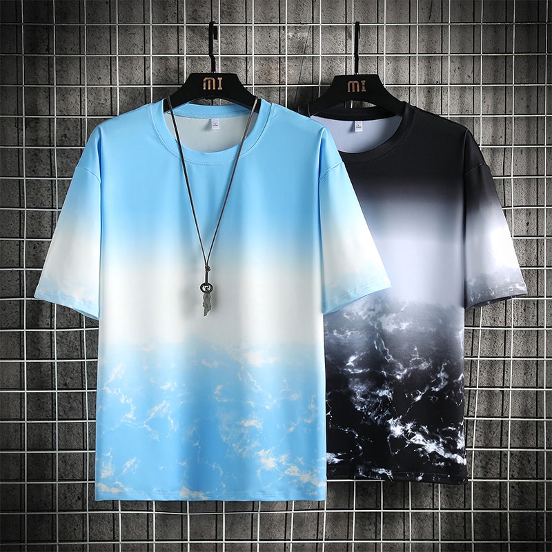 Áo Thun Tay Ngắn Chất Liệu Lụa Lạnh Thoáng Khí In Họa Tiết Độc Đáo Thời Trang Mùa Hè Mới Cho Nam