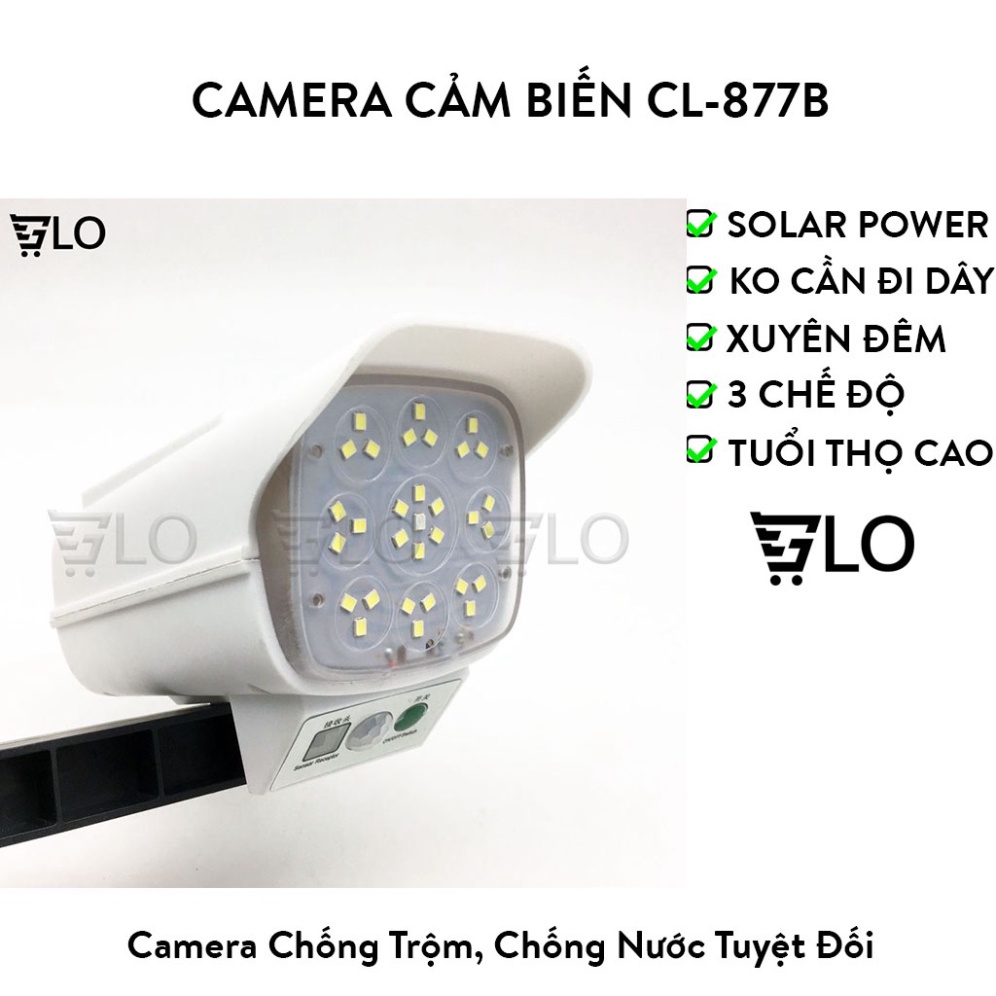 Đèn Cảm Biến Chuyển Động Năng Lượng Mặt Trời Hình Camera 77 Đèn LED, Chống Nước Tuyệt Đối CL-877B 180W