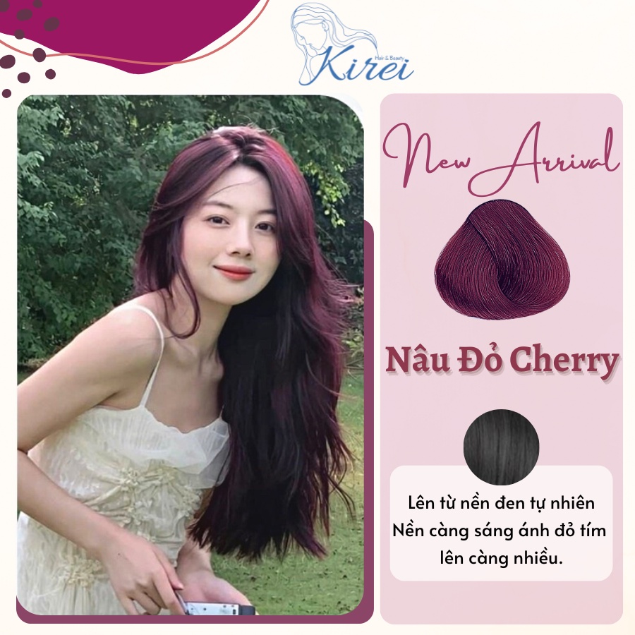 Thuốc nhuộm tóc màu NÂU ĐỎ CHERRY không cần tẩy tóc Kirei Hair, KireiHair, KIREIHAIR
