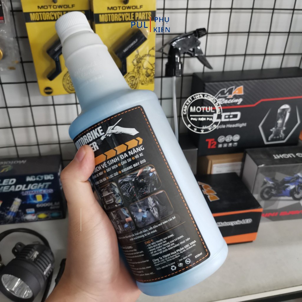 Nước rửa xe đa năng Motorbike Cleaner 850ml vệ sinh khung vỏ dây điện xe...