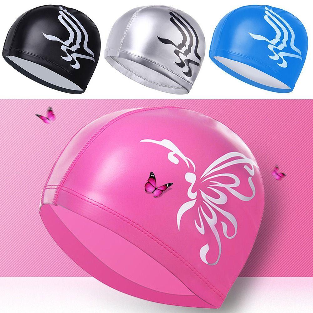 MUVAKO Mũ Bơi Da PU Co Giãn Xếp Ly Free size