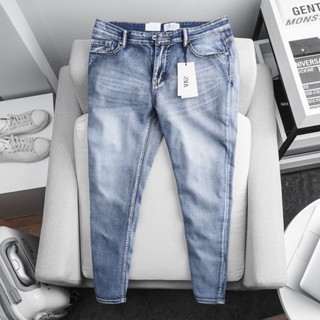 Quần jean bigsize nam xuất khẩu chất co giãn ống ôm nhẹ màu xanh bạc