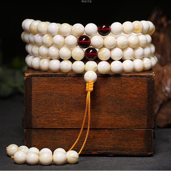 Chuỗi 108 Hạt Đá Tự Nhiên Màu Hổ Phách Tự Nhiên Dùng Làm Vòng Tay / Dây Chuyền