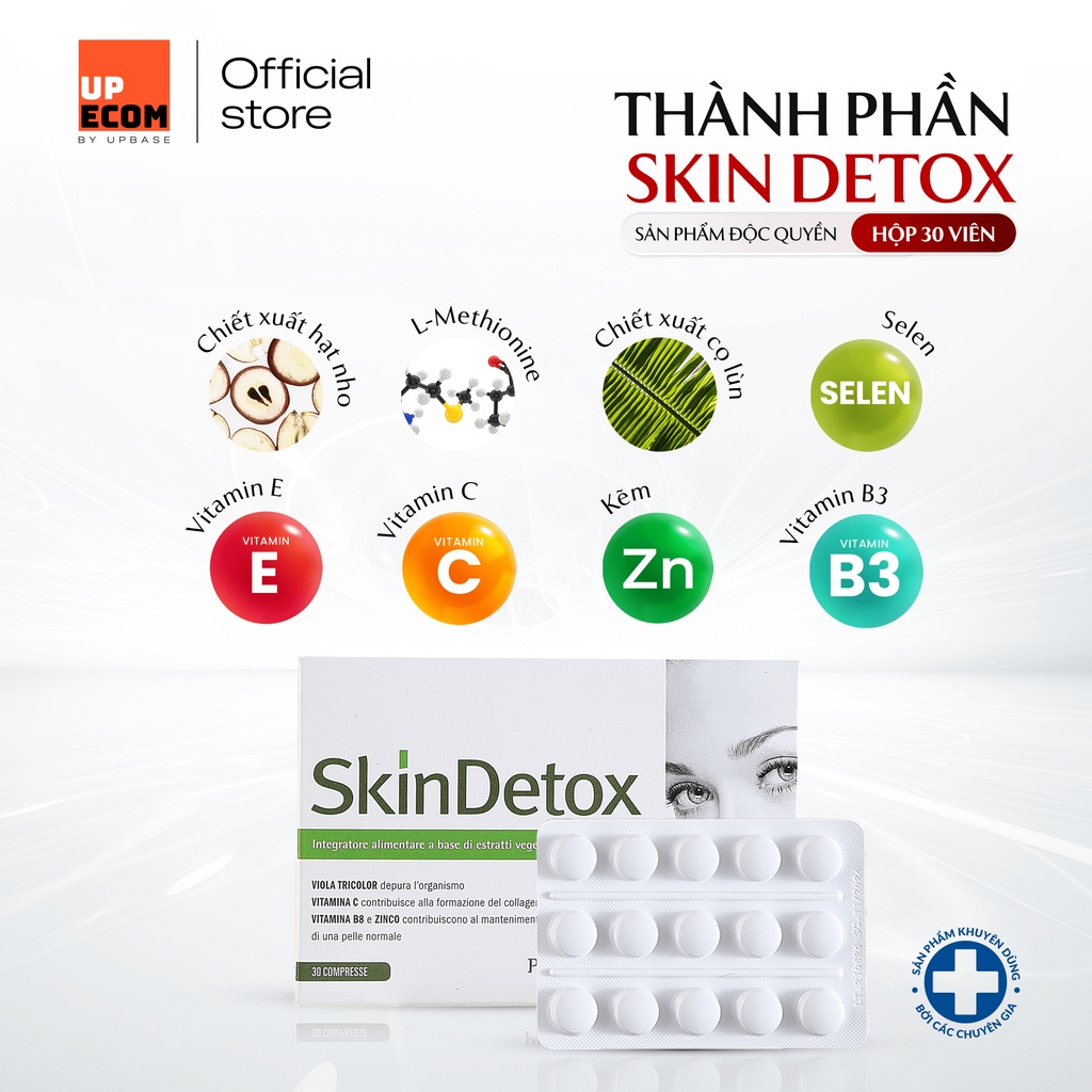 Viên uống Skin Detox Pharmalife hỗ trợ giảm mụn, giảm dầu nhờn giúp tăng cường đề kháng và dưỡng ẩm hộp 30