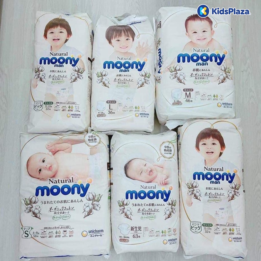 Bỉm Moony Natural trắng nội địa cao cấp đủ size cho bé
