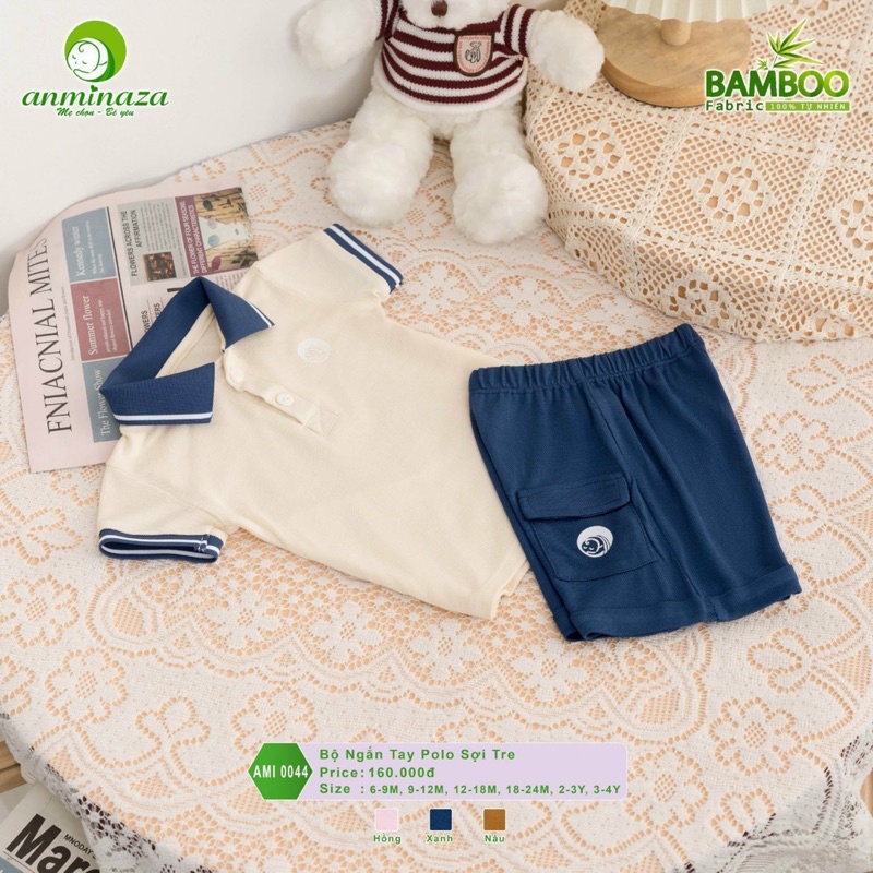 Bộ Cộc Polo Sợi Tre Siêu Mềm Mát Cho Bé 6m-4y