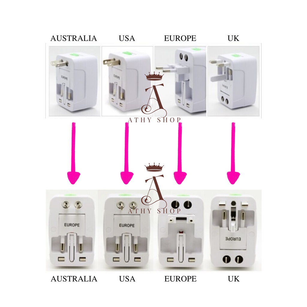 Ổ CẮM ĐIỆN DU LỊCH QUỐC TẾ phích cắm chuyển đổi đa năng nhiều dùng nhiều quốc gia singapore nhật mỹ úc anh thái 2 3 chấu