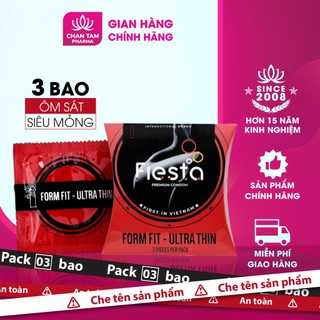 Bao cao su Fiesta ôm sát - siêu mỏng Form Fit Ultra Thin – hộp 3 cái