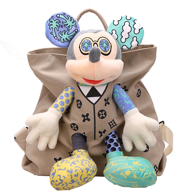 Balo Vải Canvas Cỡ Lớn In Hoạt Hình Búp Bê Phối Màu Tương Phản Dễ Thương Cho Mẹ Bỉm Sữa U020