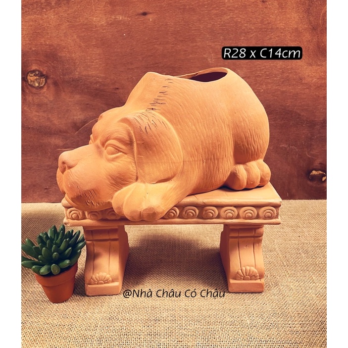 Nhà Châu Có Chậu Decor - Chậu chó đất nung