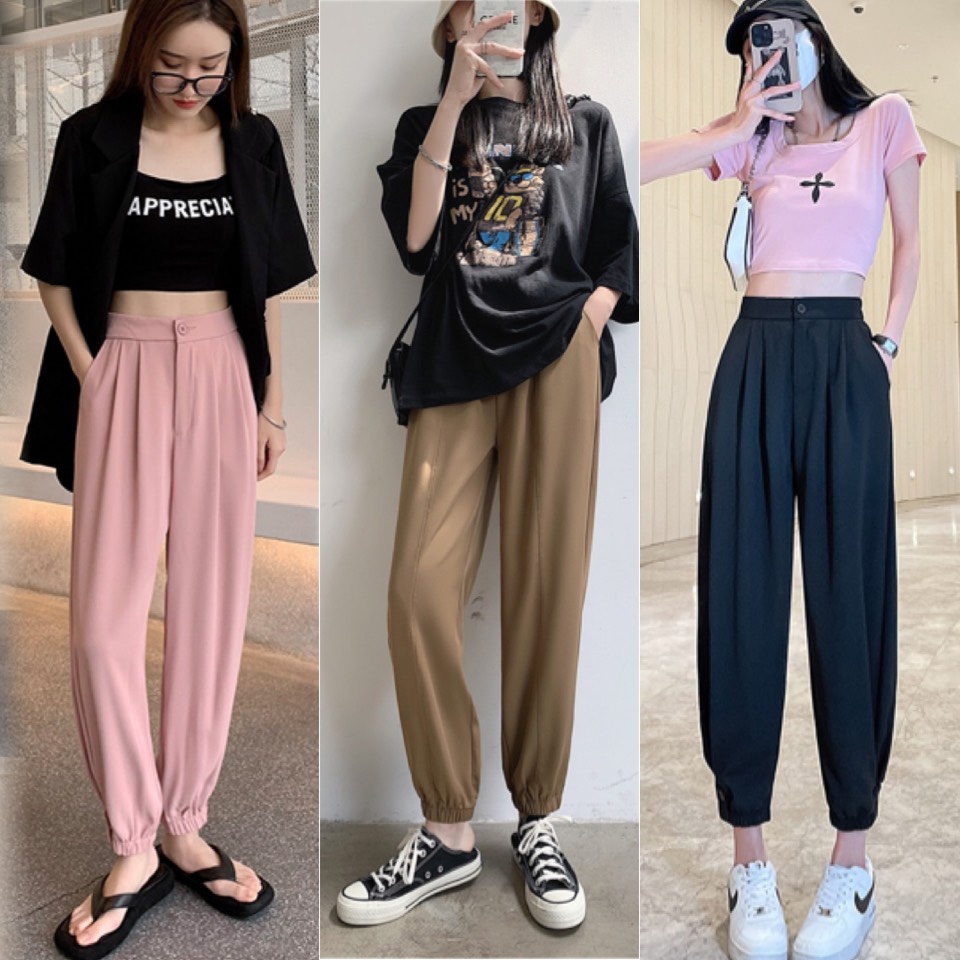 [ XẢ LỖ ] Quần Boom, Quần Jogger Nữ Chất Trược Nhật Ko Nhăn 4 size SMLXL