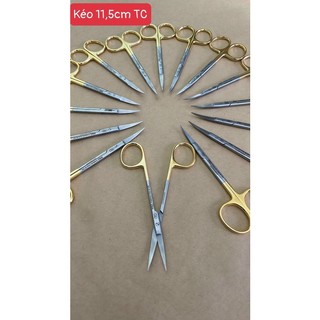 Kéo cắt da 11,5cm cong y tế cán vàng