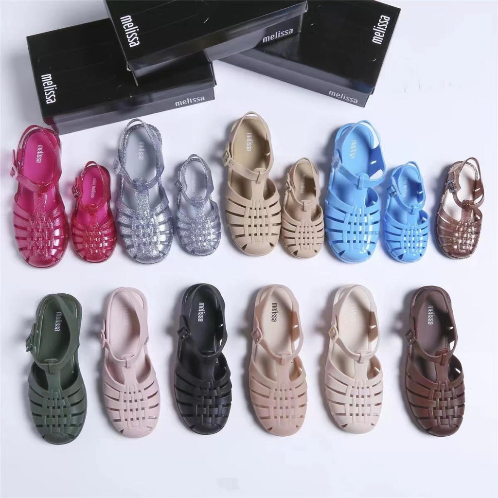 Giày Sandal Mờ Đục Lỗ Rỗng Mặt Nhám Phong Cách Retro Roman Cho Mẹ Và Bé melissa 2022