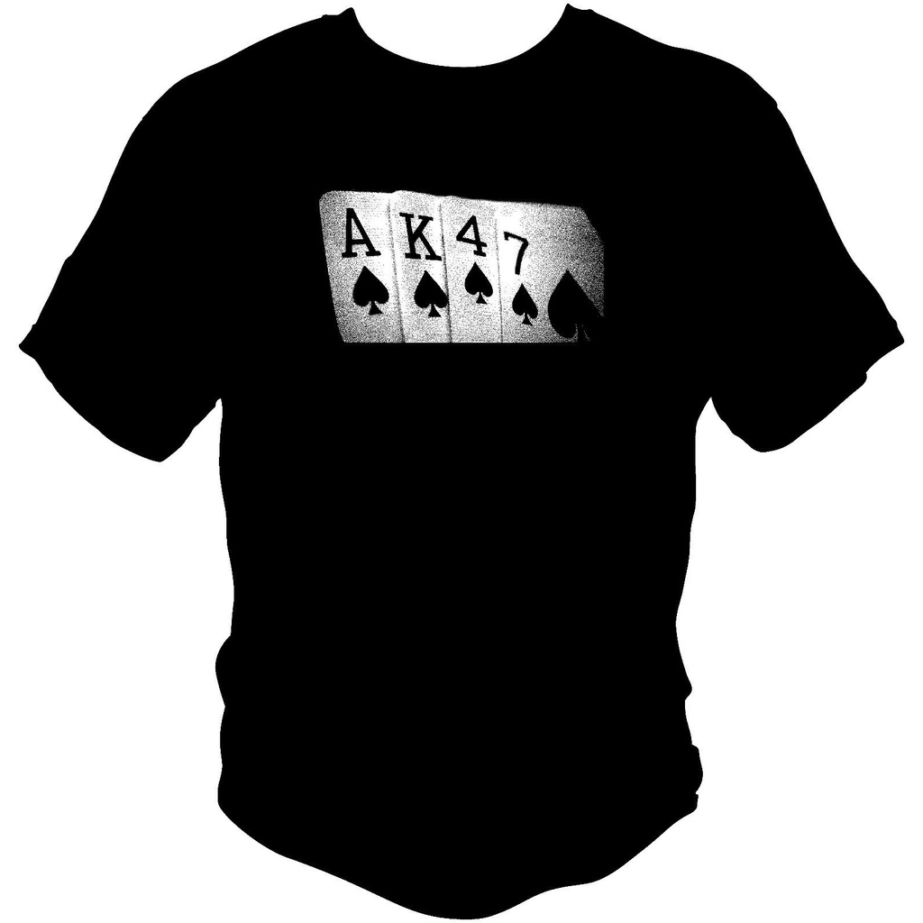 Áo Thun Nam Tay Ngắn In Hình Lá Bài Poker Ak47 100 Thời Trang